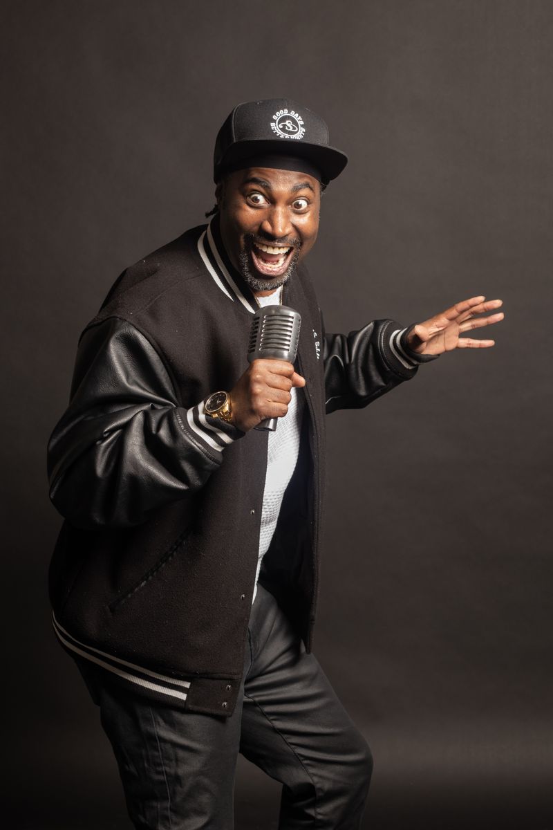 Comedian with a microphone